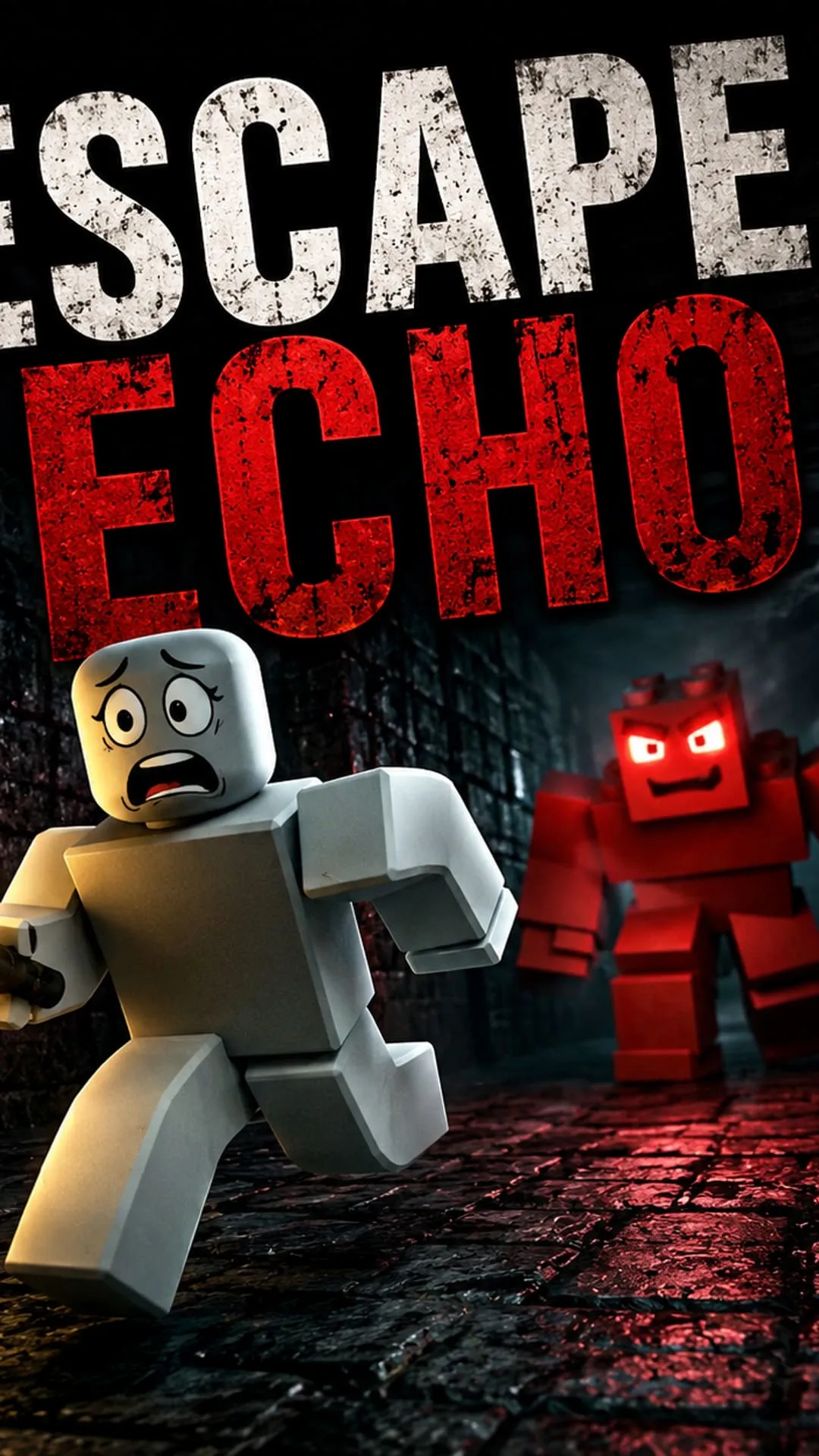 Grafika tytułowa Escape Echo z graczem uciekającym przed czerwonym potworem